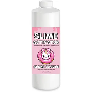 SlimeDazzle Slime Activator Solution 16 OZ – Ready to Use – Easy to Use Works Fast with All Glue Types – Safe Non Toxic– Makes Smooth, Stretchy Slime – Slime Making Supply - Made in USA