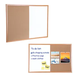 Explorinox Dry-Erase Cork Board Combo, Magnetic Whiteboard And Bulletin Board Combination, Wooden Frame Vision Board with Markers Push Pins for Office Home School