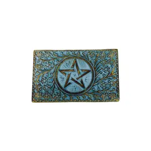 Blue Pentacle Box – 5x8" Wooden Ritual Storage Organiser