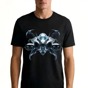 Science Fiction Spaceship Series T-shirt for Men 100% Cotton Soft Comfortable Crew Neck Short Sleeve Tshirt Casual Streetwear