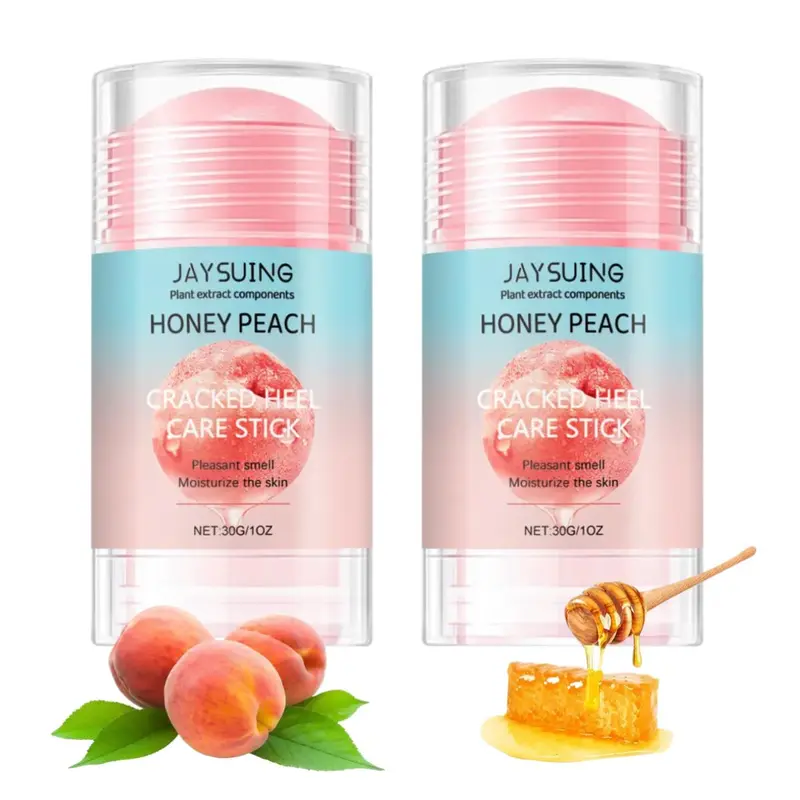 2Pcs Peach Extract Heel Balm Stick for Feet and Hands, Moisturizing Heel, Balmfor Dry Cracked Feet, Hydrating Stick for Foot & Hands, For Women & Men, Travel Size