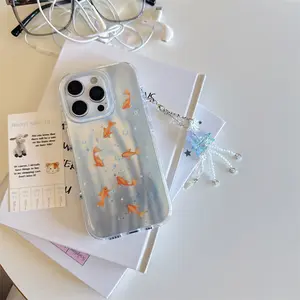 Meteor halo aperture koi phone case with chain for iPhone 11 12 13 14 15 16 pro max