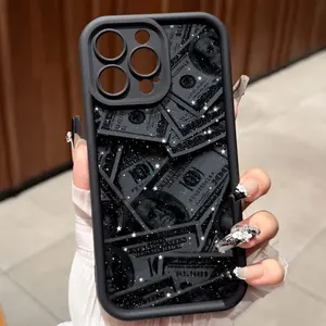 Star Dollar Pattern Thick Protective Phone Case, Cover, Shockproof Sand Texture, Fits iPhone 17promax/15promax/11/12/13/14/15/16/XR/13promax/16plus