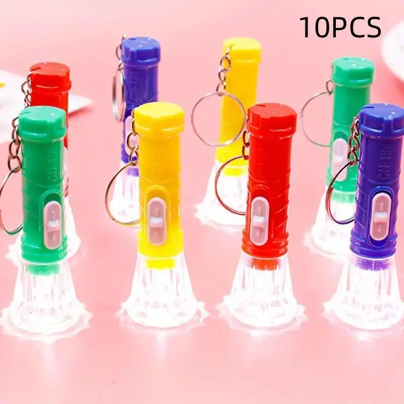 Random Color Mini LED Flashlight Keychain, 10pcs/set Portable Keychain Flashlight, Party Gift for Friends, Party Favors for Birthday, Wedding, Festival, Light Up Keys, Keyrings for Keys