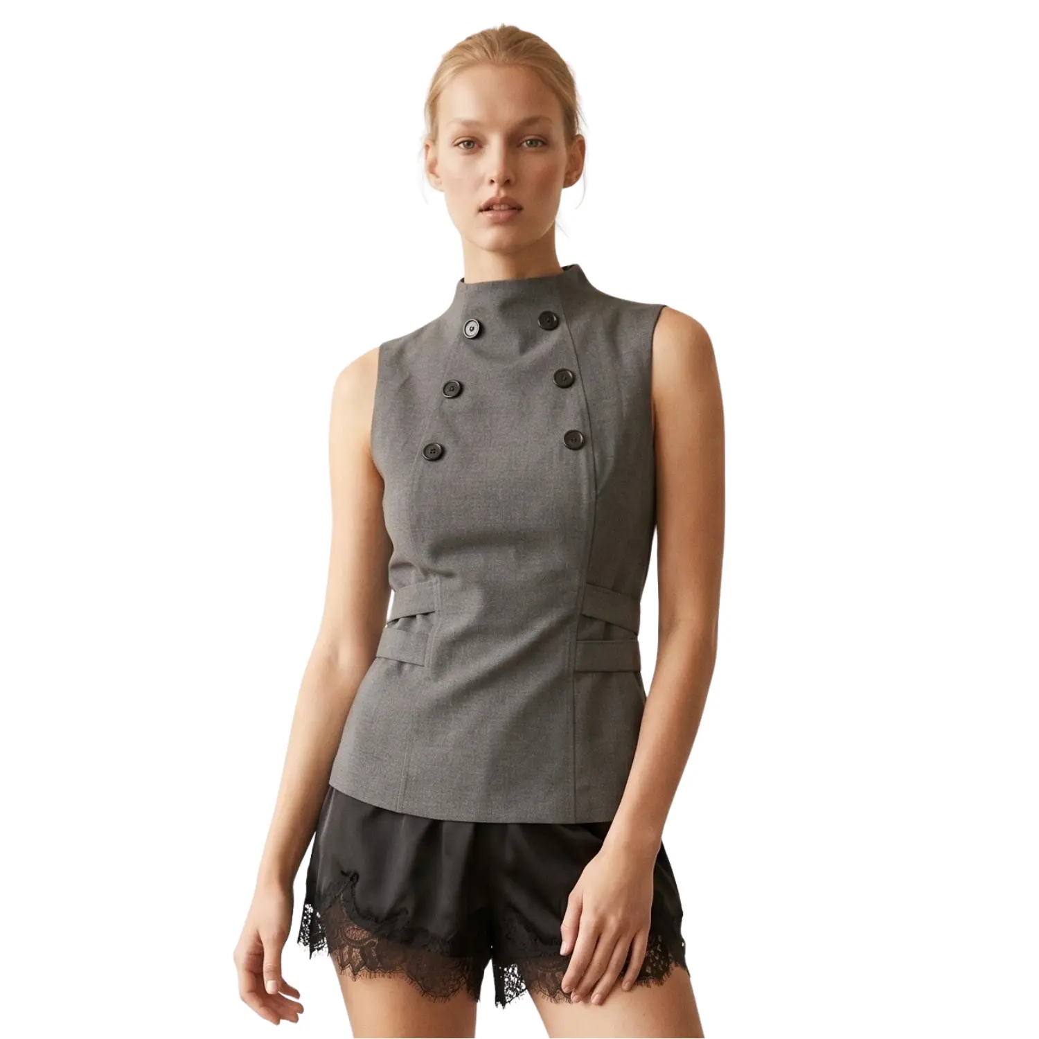 Commander Double-Breasted Tailored Vest Top