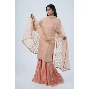 Exquisite Jaguard Sharara Suit - Elegant Embroidery, Sequins & Stone Work