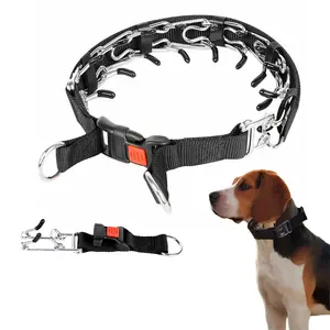 FurFitFun Dog Training Collar, Stainless Steel  Collar with Quick Release Buckle, Adjustable Comfort Tip with Nylon Cover for Small Medium Large Dogs(Black,M(17-20”Neck,3mm))