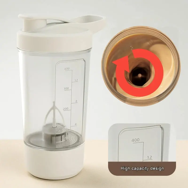 400ml Electric Protein Shaker Bottle – Automatic Mixing Cup with 1200mAh Rechargeable Battery
