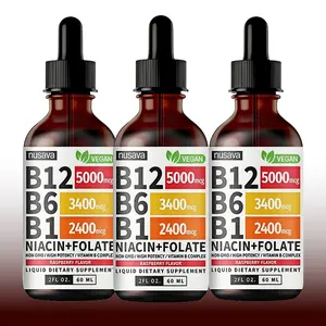Vitamin B12 Liquid Drops | B-Complex with B6, B1, Niacin & Folate - Max Absorption Supplement for Energy, Brain & Heart Health | Non-GMO, Gluten-Free, Vegan Friendly - 4 Fl Oz Natural Fitness Optimum Dietary