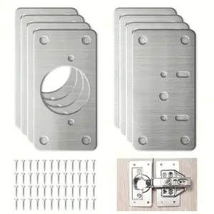 20 Pairs Hinge Fixing Plates Set with Screws, Durable Metal Fasteners for Secure Installation & Repair, Ideal for Furniture & Doors, Hardware
