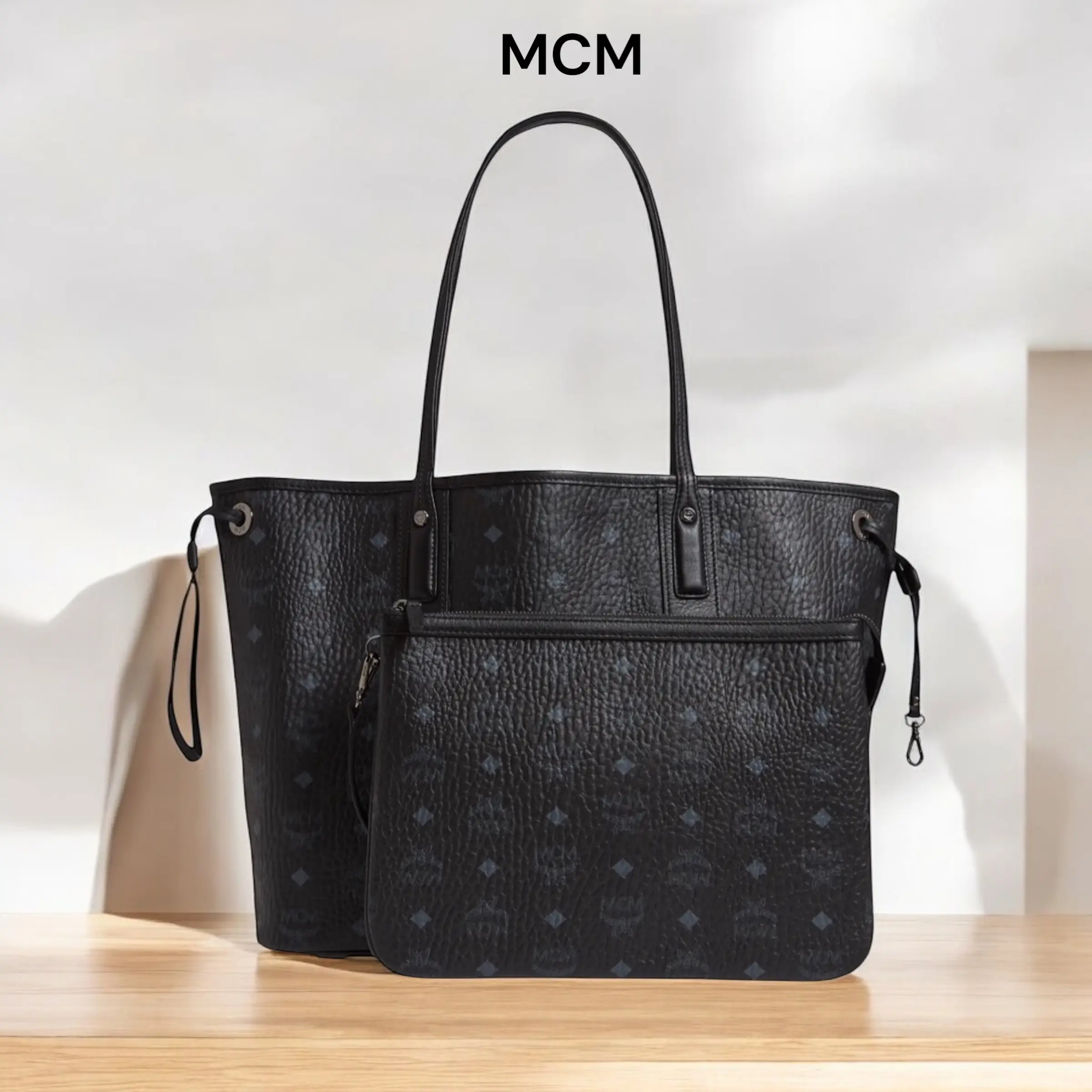 Pre-owned MCM Canvas Shoulder Bag Visetos Large Liz Reversible Shopper Tote