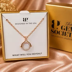 BP GEM Society - The Halo Orb Necklace - Genuine Mother of Pearl Stone, Rose Gold Plating