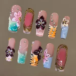 NailVesta FLORAL MUSE – 100% Handcrafted 3D Press-On Nails | Reusable, Long-Lasting, Salon-Quality