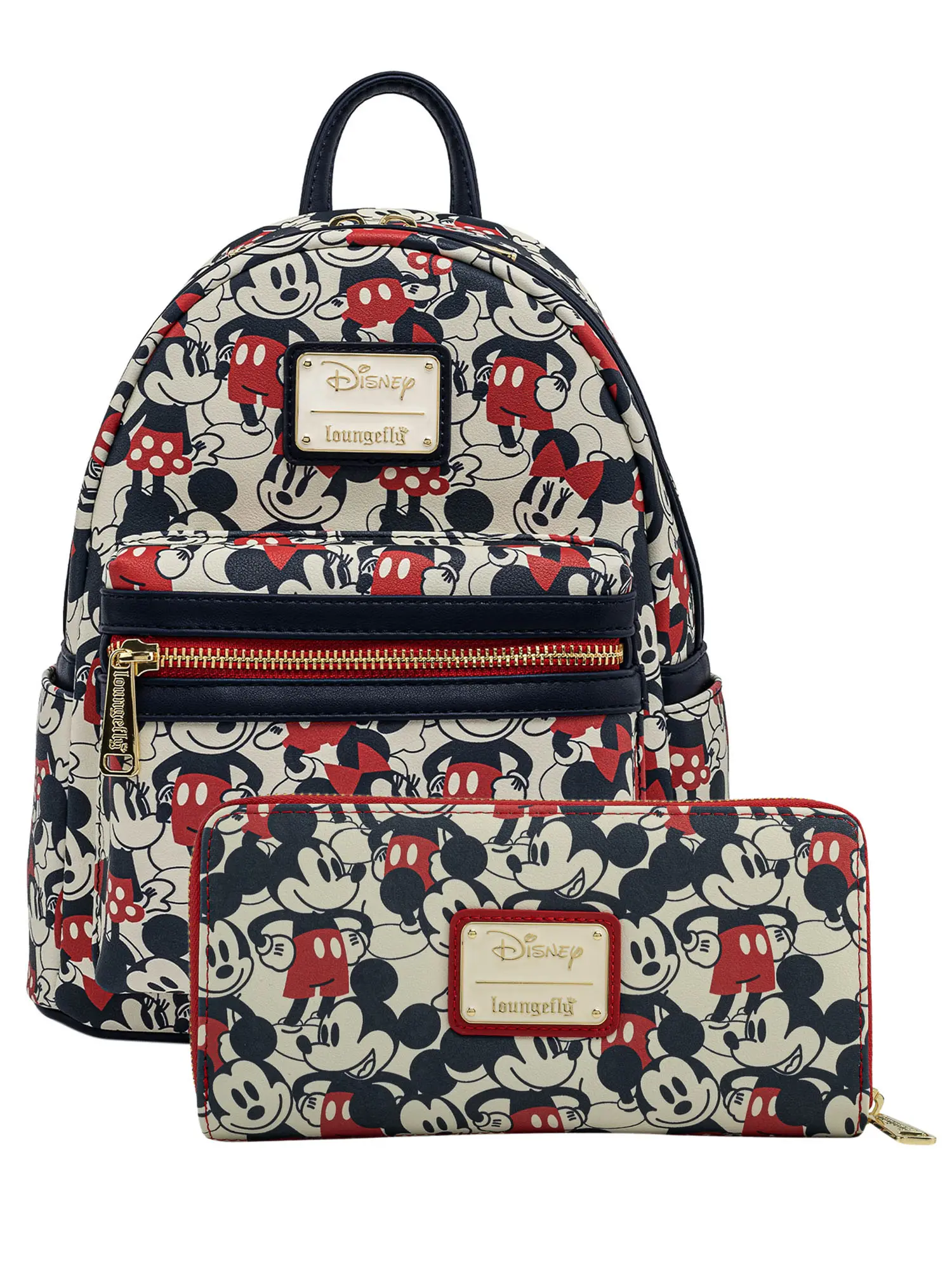 Loungefly Women's Mickey & Minnie Mouse Mini Backpack & Wallet Set Navy
