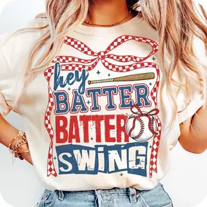Retro Baseball Batter Batter Swing Tshirt, Checkered Baseball Coquette Shirt, Game Day Baseball Coquette T-Shirt, Baseball Mom ,Baseball Shirt