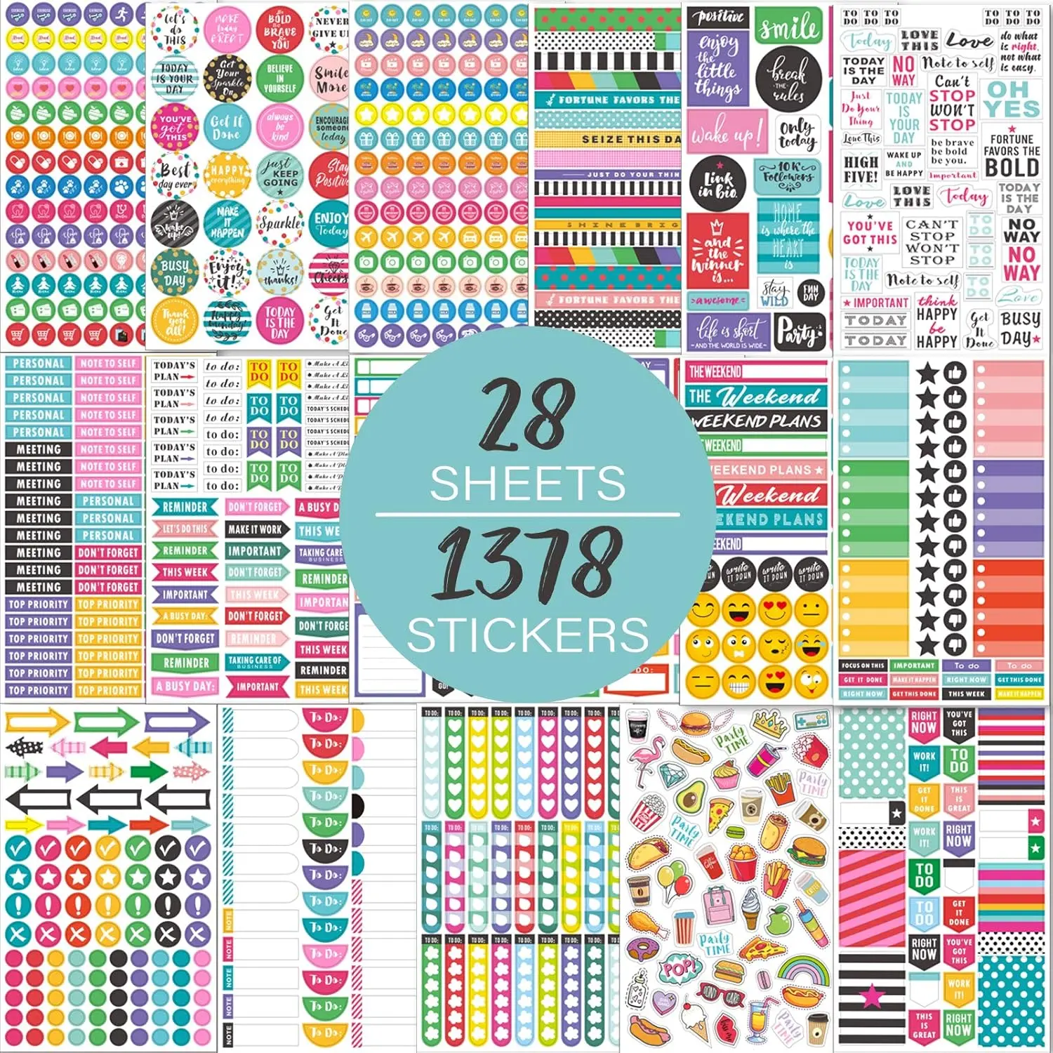 18 Sheets Planner Stickers for Women,Planner Accessories for Journals and Calendars,Daily Planners Monthly Celebrations,Budget Decorating,1378+ Happy Stickers