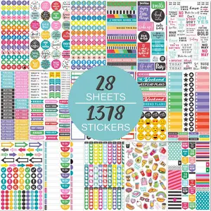 18 Sheets Planner Stickers for Women,Planner Accessories for Journals and Calendars,Daily Planners Monthly Celebrations,Budget Decorating,1378+ Happy Stickers