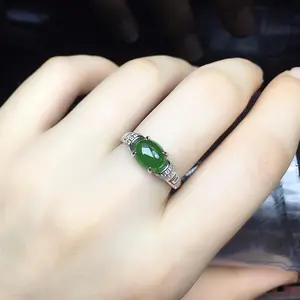 925 Silver Plated Green Chalcedony Gemstone Ring for Women, Elegant and Fashionable Open Ring, Birthday Gift for Women, Sophisticated and Prosperous Ring for Attracting Wealth and Good Fortune