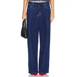 LIONESS Slouched Tie Up Jeans in Dark Denim