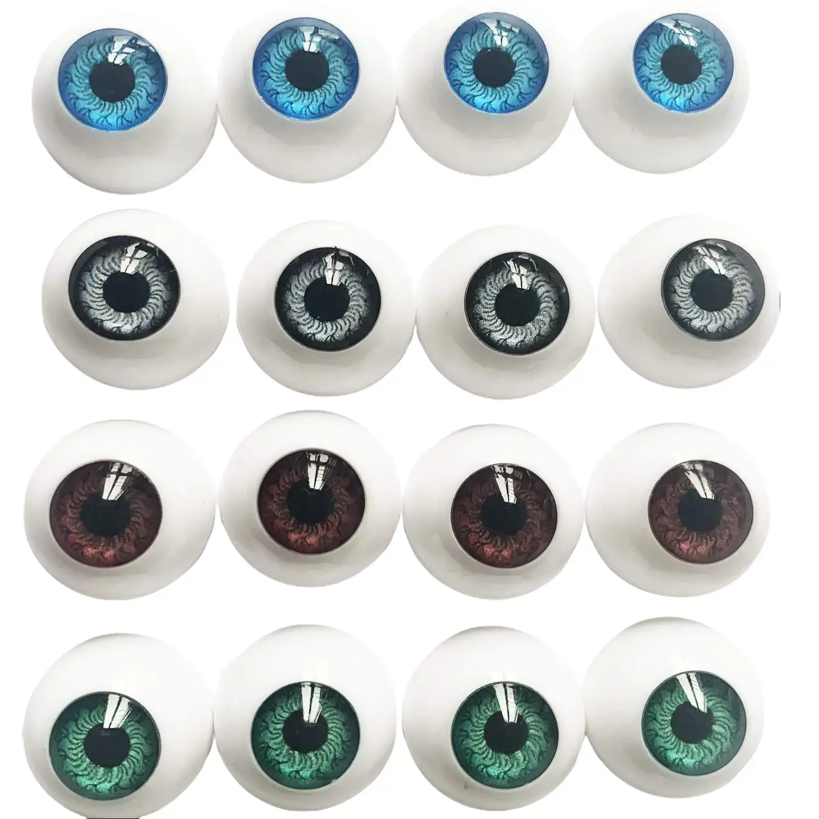 22 mm Half Round Realistic Acrylic Craft Eyes (8 Pairs, 0.87 in, Flat Back) - Bubble-Free, No Bubble, 3-Dimensional Custom Craft Supplies for Halloween Props, School Projects - Home Improvement Building Supplies