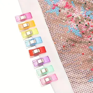 Random Color Rhinestones Painting Clips (8 Counts), Keep Painting Canvas Steady Needlework Blinder Clips, DIY Craft Sewing Accessories