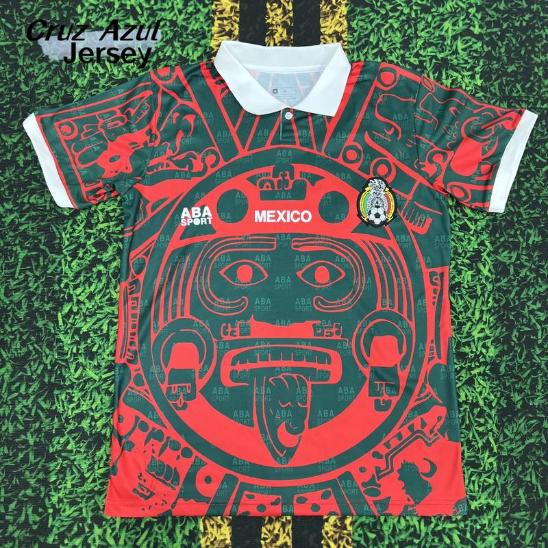 1998 France World Cup Mexico National Team Black White Green Red Short Sleeve Soccer Jersey