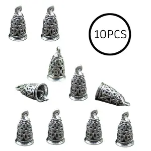 Vintage Mini Silver Coin Bells Set of 10, 1.8cm Feng Shui Decorations, Feng Shui Ornaments, Small Figurines for Home Decoration, Gifts, and Holiday Displays