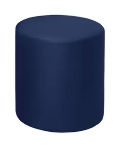 Logan Round Ottoman Blue - Niche: Vinyl Upholstered, Wood Frame, No Assembly,