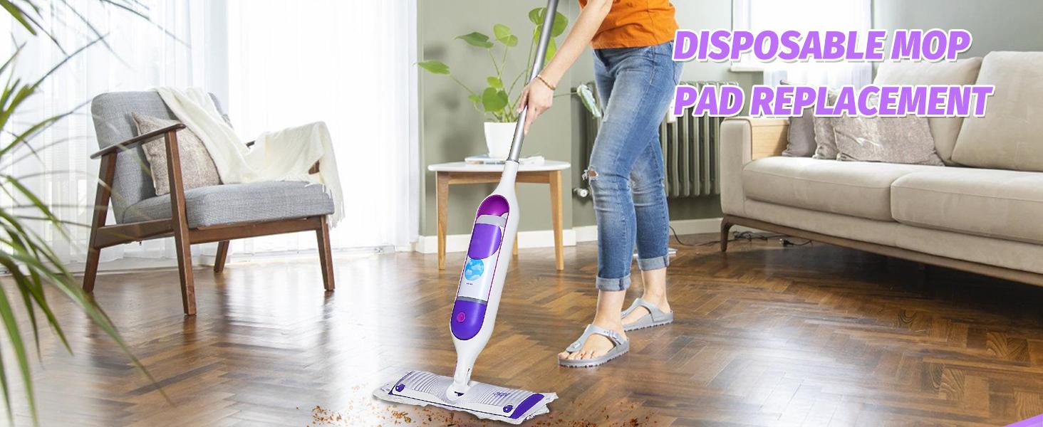Disposable Power Mop Pads Refills for Swiffer PowerMop，Multi-Surface Mopping Pad Refills for Floor Cleaning (White & Purple, 10 Pack)