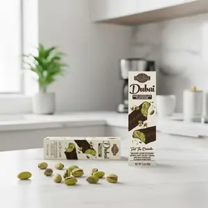 Dubai Dark Chocolate Bar 3.20 oz, Rich Chocolate with Kunafa Crunch and Smooth Nut Filling, Individually Wrapped, Luxury Middle Eastern Candy, USA Made