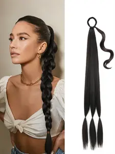Braid Extensions Long Braided Ponytail Extension for Women with Hair Tie Straight Wrap with Braid Soft Synthetic Hair Pieces 32 Inch