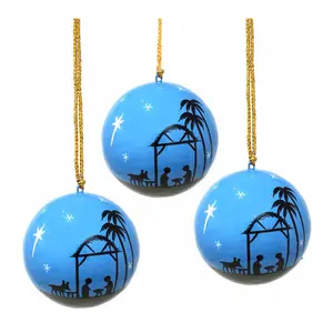 Global Crafts S/3 Hand-painted Christmas Ornaments