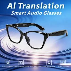 AI intelligent translation glasses, instant translation support for over 100 languages, smart wireless audio glasses with speaker and wireless function, touch/voice control, automatic pairing of smart glasses, open music, compatible with smartphones