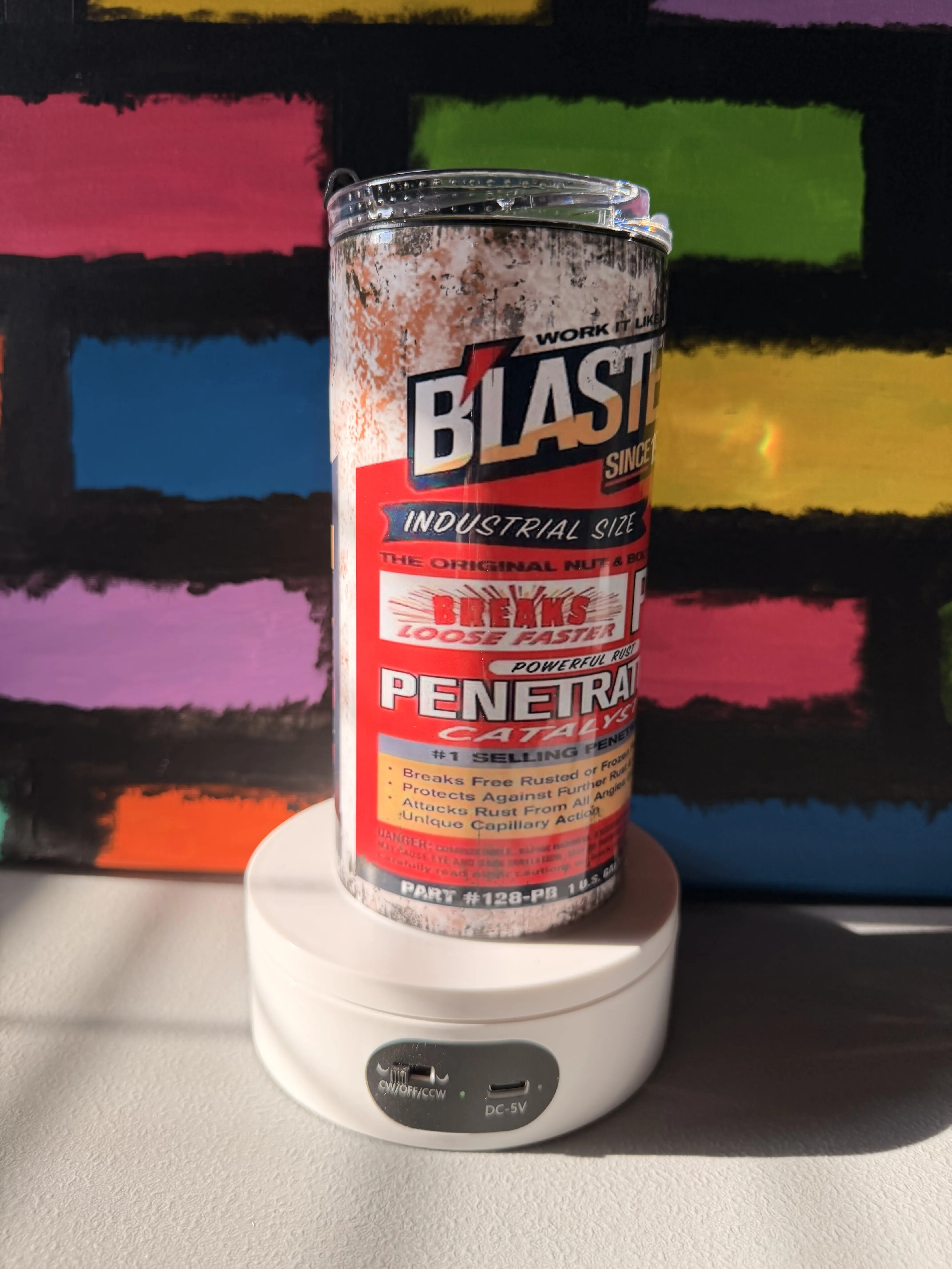 Mechanic Inspired 14 oz. 4 in 1 Stainless Steel Tumbler/Can Cooler- PB Blaster Drinkware Flasks
