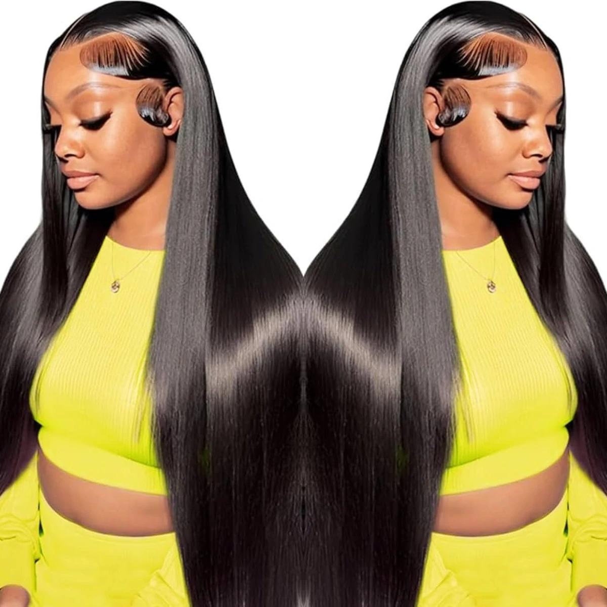 MYLOCKME 34 36Inch Straight Glueless Wigs Human Hair Transparent Wear&Go 6x4 5x5 Lace Clouse Human Hair Wig Brazilian Pre-Cut 7x5 9x6 Straight Remy Hair Wig