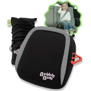 Inflatable Booster Car Seat – Foldable, Lightweight, Backless Travel Booster Seat for Kids, Portable Carseat for Toddler, Fits 3 Across, Compact for Uber - Ages 4-11 Year Old, Black
