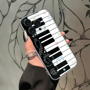 Phone Case - Piano Note Pattern, Transparent Hollow Phone Case, Suitable for Apple iPhone 17 16 15 14 13 12 11 X XS XSMAX 16E 17E 7P 8P, Shockproof Fashion Protective Case, Birthday Gift, Holiday Gift