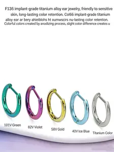 5pcs Sensitive Skin Gift Choice, F136 Titanium Alloy High-End Earrings Set, Anodized Multi-Color, Wearable During Bathing, Long-Lasting No Fade