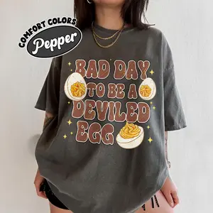 Funny Deviled Eggs Comfort Colors Shirt, Thanksgiving Dinner T-Shirt, Bad Day To Be A Deviled Egg, Funny Food Shirt, Food Lover Gift