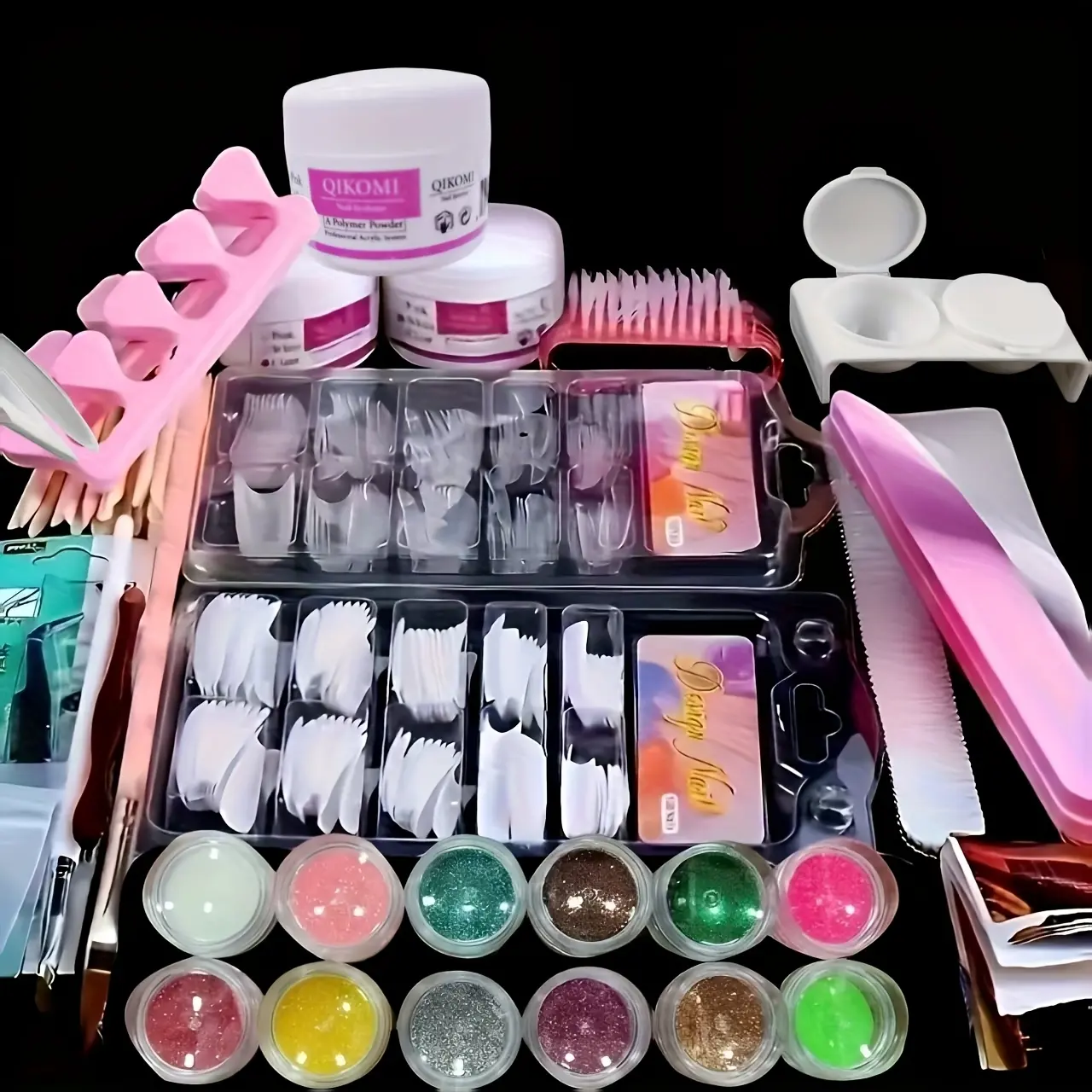 20 in 1 Acrylic Nail Kit for Beginners, 12 Color Glitter Acrylic Powder Including and Clear, Professional Nail Tools for Women, Acrylic Nails Kit, Nail Kit Acrylic Set, DIY Nail Kit