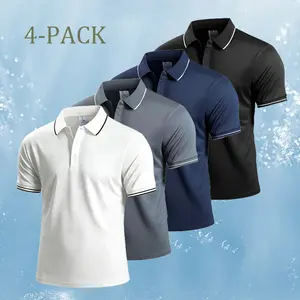 4-Pack Men’s Quick-Dry Polo Shirts, Moisture-Wicking Breathable Golf Tops, Casual Short-Sleeve Collared T-Shirts, Suitable for Work, Sports, Everyday Wear