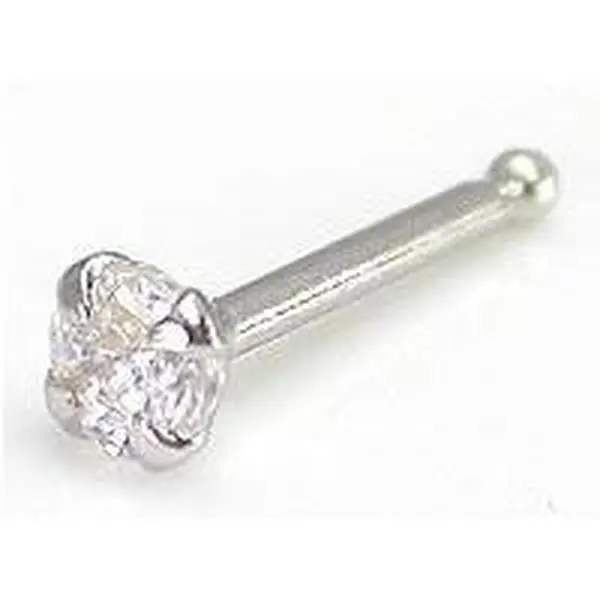 Tilum 20g White Gold Crystal Jewel Nose Bone