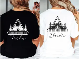 Camping Bachelorette Shirt, Last Trail Before The Veil T-shirt, Matching Bride And Tribe Tee, Nature Bridal Shower Shirt, Wedding Gift Tee, Hiking Trekking Bachelorette.