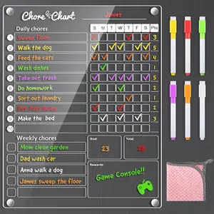 Acrylic Magnetic Chore Chart for for Fridge Refrigerator,Dry Erase Behavior Chore Chart for Multiple Kids,Responsibility Reward Table for Kids Teens Adults Family