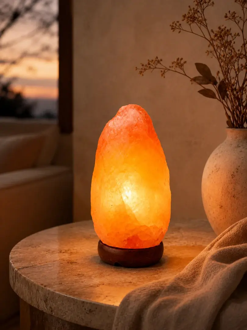 Himalayan Pink Salt Lamp 8–10 Inch with Bulb, Cord and Wooden Base