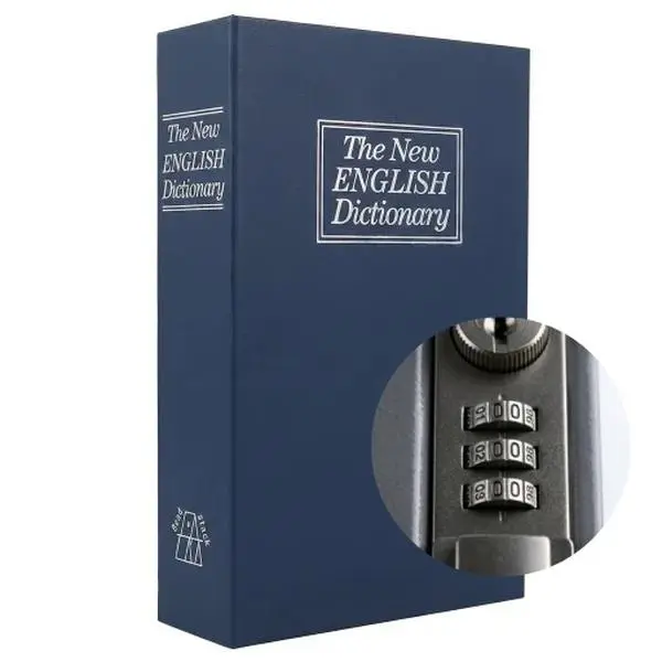 Hidden Book Safe Dictionary Secret Storage Box with Combination Lock for Cash Jewelry Valuables Home Office Money Box Vault Safe Box Safe Deposit Box Decor Metal Lightweight Safety Ornaments fathersdaygift Travel Portable Safe
