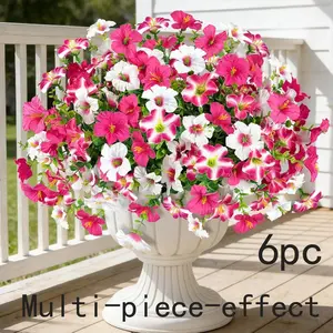 6 bunches of outdoor hanging artificial flowers, lifelike artificial flowers, UV-resistant plastic artificial flowers, indoor and outdoor home decoration, spring and summer style, Artificial Flower Set