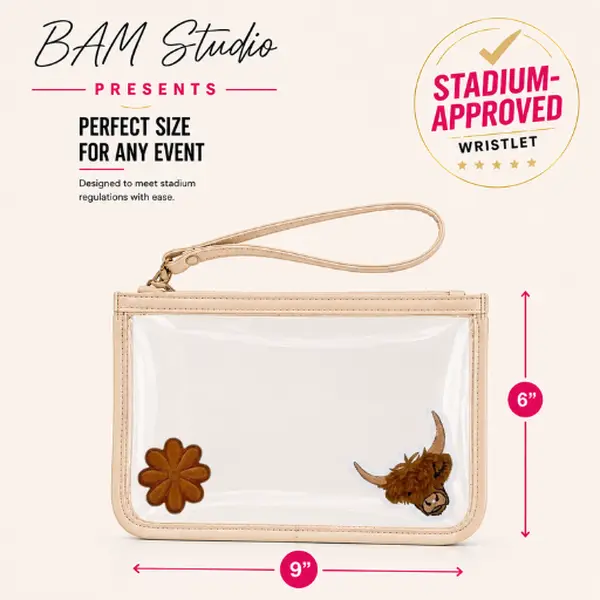 Stadium Approved Clear Wristlet Bag for Concerts, Game Day & Festivals | BAM Studio | Custom