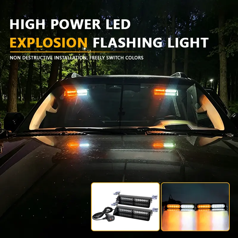 24 LED Emergency Strobe Warning Lights with Controller Suction Cup Mount For Car Truck emergency flashing warning lights