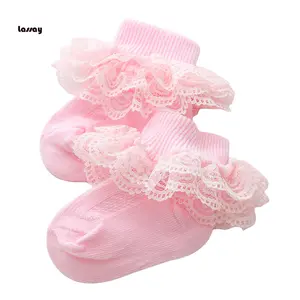 Baby Girls Boys Cotton Socks, Cute Eyelet Frilly Lace Baptism Socks Birthday Gift for Infants